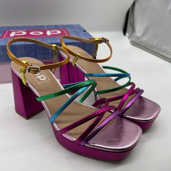 Pop Womens Kallie Heeled Sandals Pink Fuschia Multicolor Size 9.5M - Picture 1 of 12